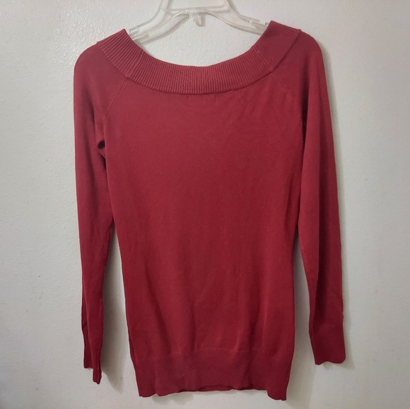 Guess Logo Knit Top Russian Red Size Large Bling Rhinestone - Picture 2 of 2